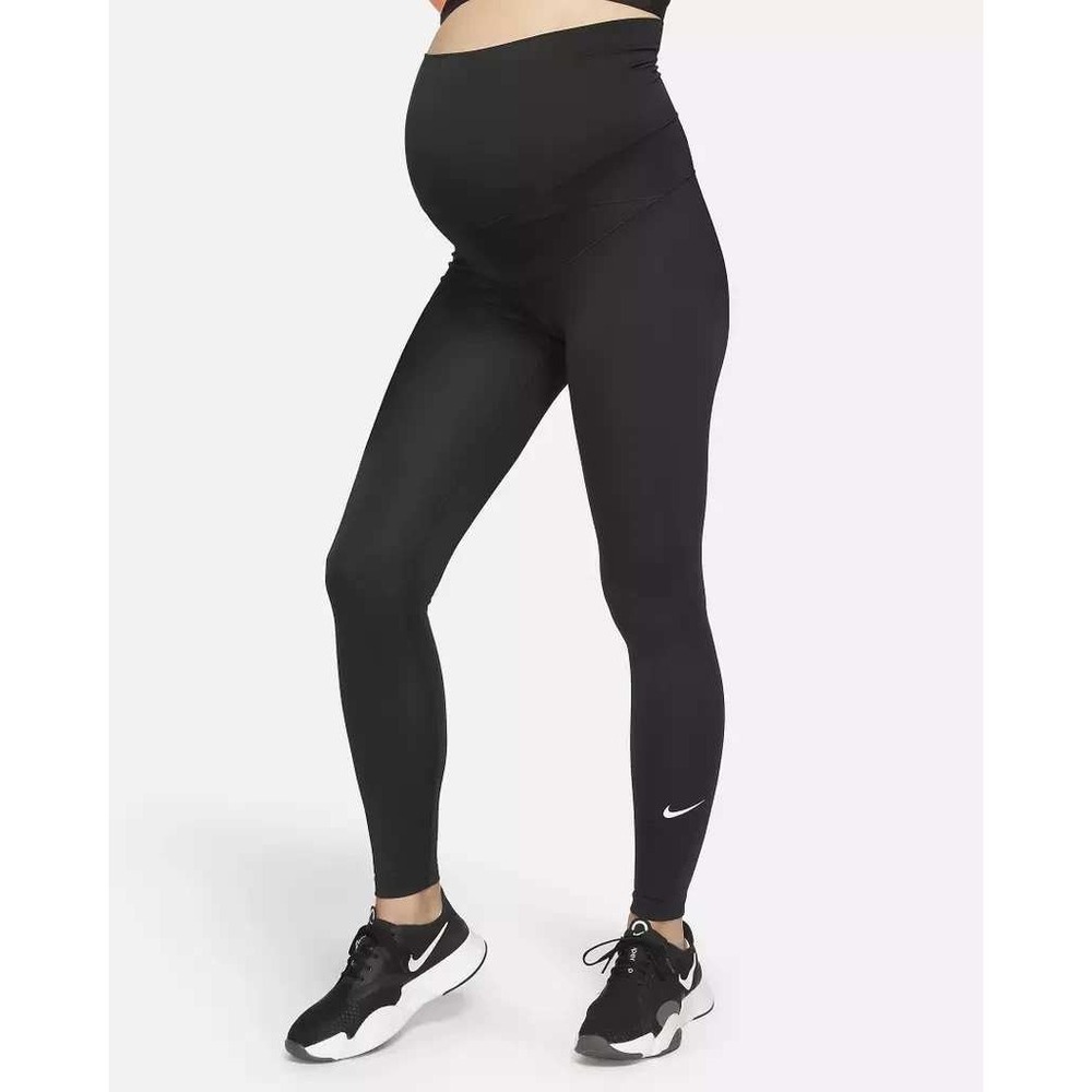Nike Dri-FIT TALL Maternity Leggings Black High Waist DH1587-010 Large Tall